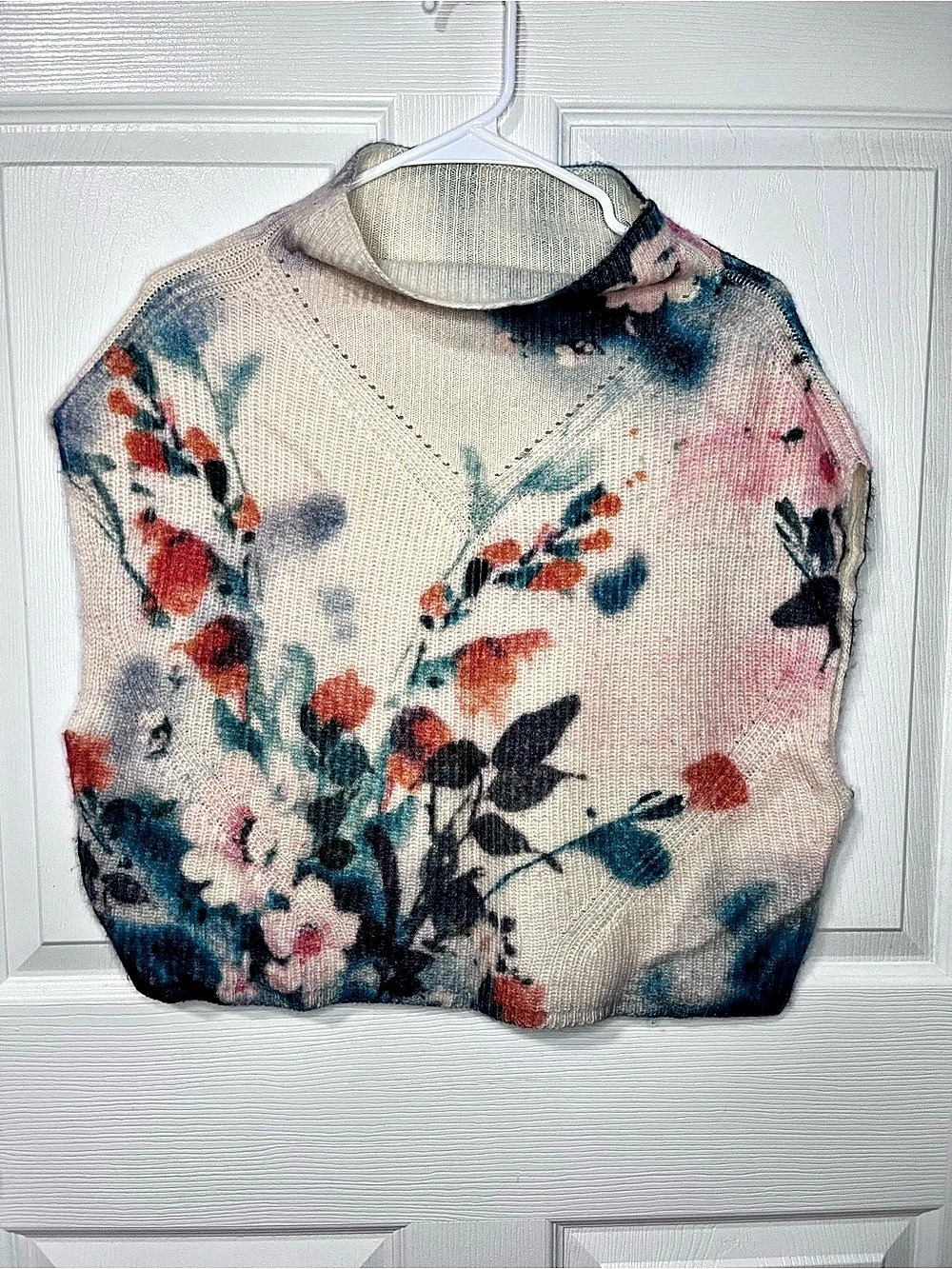 Anthropologie The Cashmere Collection Floral Mock Neck Sweater Floral
